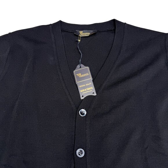 Tailored Recreation Premium Men's Black Cardigan TR 11508 Wool Blend, Size S NWT - Picture 3 of 7